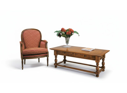 Armchair with Side Table Antique Style Furniture Solid Wood Table Armchair Set 2-piece New