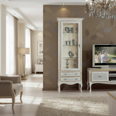 Living room rtv display cabinet tv sideboard cupboard table glass cabinets wood furniture set 3-piece