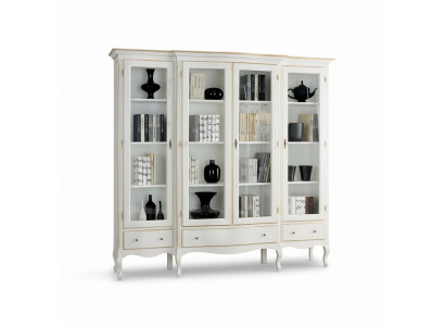 Classic white bookshelf with gilded accents