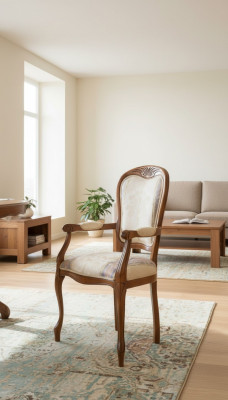 Classic chair with armrests, luxurious wooden dining chair, Italian factory