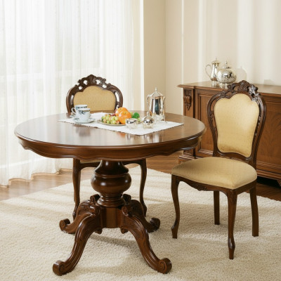 Round dining table dining set dining room set furniture table with chairs 3-piece set