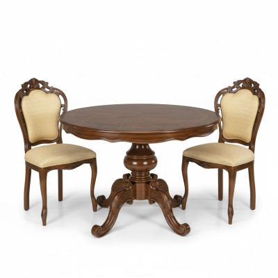 Round dining table dining set dining room set furniture table with chairs 3-piece set
