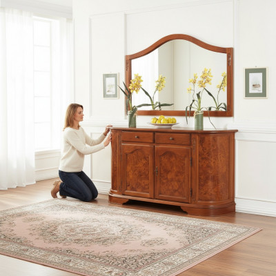 Suite set 2-piece dresser mirror group wood drawers sideboard furniture cabinet