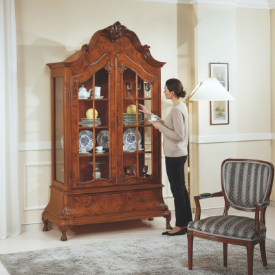 Glass display cabinets living room furniture brown display cabinet classic Italian cabinet