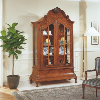 Glass display cabinets living room furniture brown display cabinet classic Italian cabinet