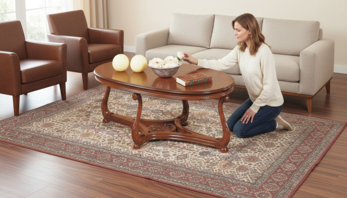 Oval coffee table, brown lacquered side table, wooden coffee table, living room table