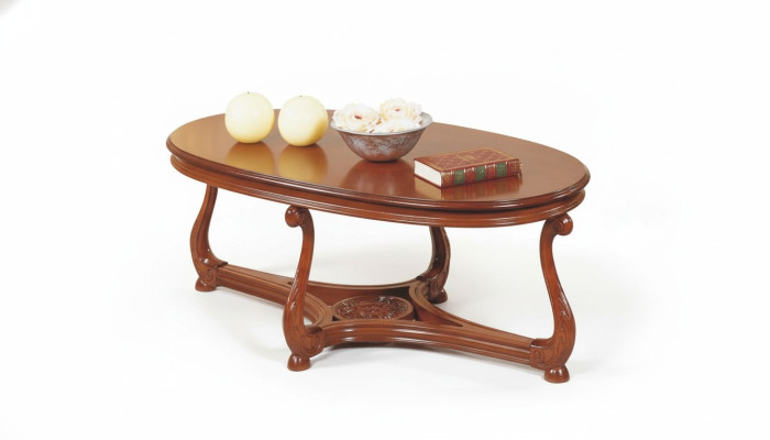 Oval coffee table, brown lacquered side table, wooden coffee table, living room table