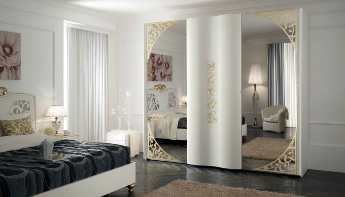 Wardrobe Bedroom Wood Cabinet Style Wood Cabinets Modern Mirror XXL