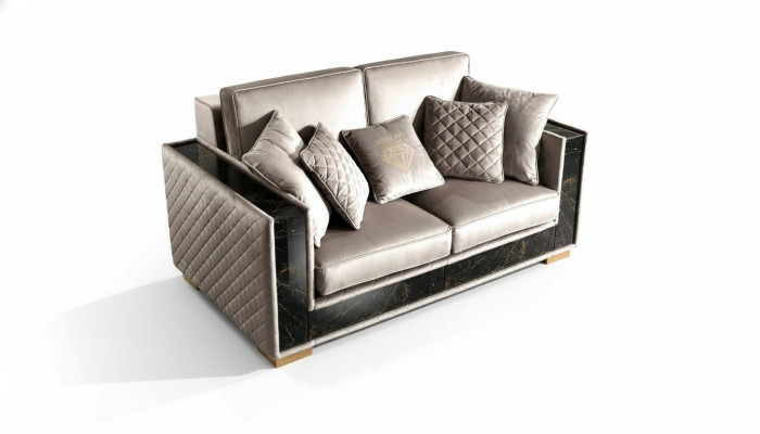 Sofa 2-seater modern design upholstered fabric sofas seating furniture living landscape grey