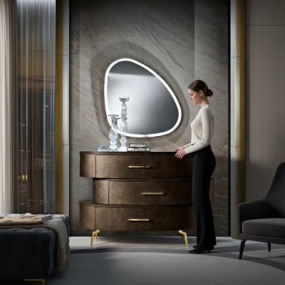 Dresser with mirror, dressers, bedroom, wardrobe, wood, modern design, brown set