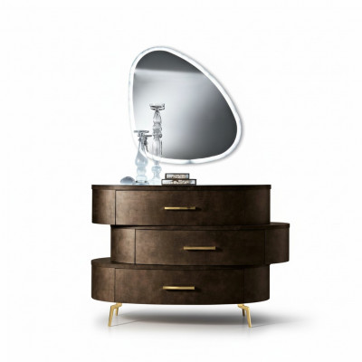 Dresser with mirror, dressers, bedroom, wardrobe, wood, modern design, brown set