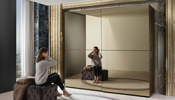 Stylish mirror cabinet with sliding doors in a modern style