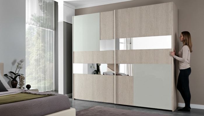 Wardrobe sliding doors mirror cabinets bedroom Italian furniture