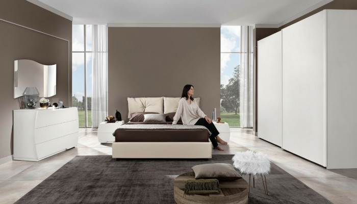 Luxury 6-Piece Set: Bedroom Bed, Nightstand, Dresser, Mirror, Wardrobe, Wood