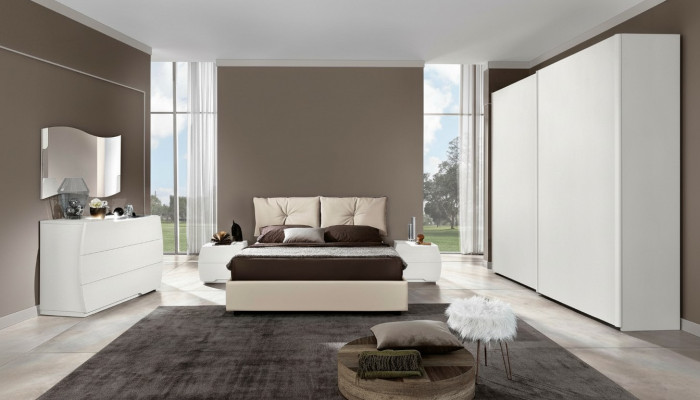 Luxury 6-Piece Set: Bedroom Bed, Nightstand, Dresser, Mirror, Wardrobe, Wood