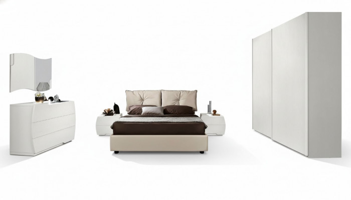 Luxury 6-Piece Set: Bedroom Bed, Nightstand, Dresser, Mirror, Wardrobe, Wood