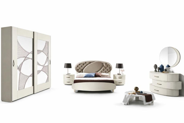 7-piece set bedroom bed nightstand dresser mirror wardrobe