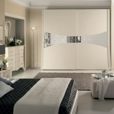 Wardrobe with sliding doors bedroom wood cabinet cupboards new mirror