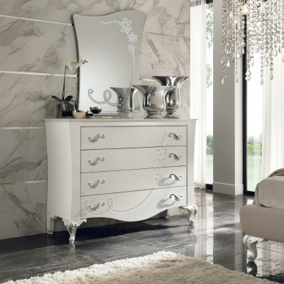 Dresser with mirror made of wood in a modern style for the bedroom
