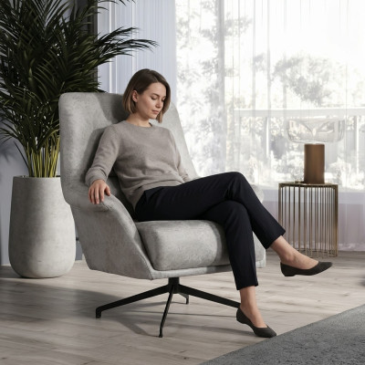 Armchair Design Couch Sofa Relax Leather Lounge Club Seat Luxury Seating Gray Modern