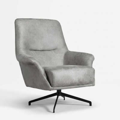 Armchair Design Couch Sofa Relax Leather Lounge Club Seat Luxury Seating Gray Modern