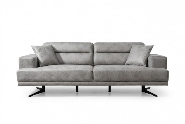 3-seater sofa, leather three-seater, seat cushion design, modern living room, gray