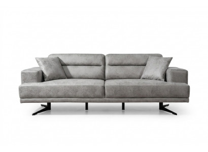3-seater sofa, leather three-seater, seat cushion design, modern living room, gray