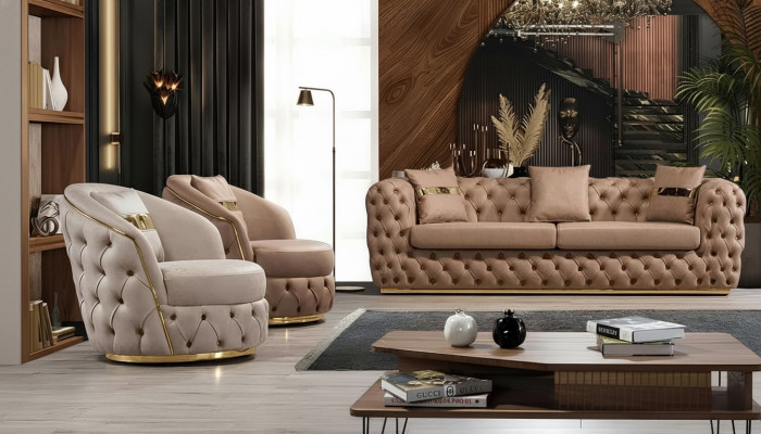Luxury Chesterfield Sofa Set 3+1+1 Seater Sofa Armchair Sofas Leather