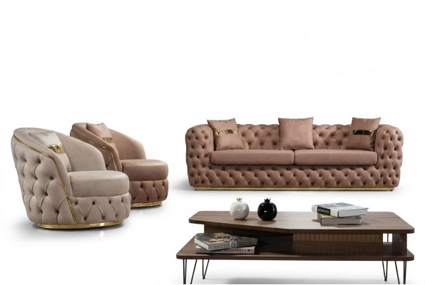 Luxury Chesterfield Sofa Set 3+1+1 Seater Sofa Armchair Sofas Leather