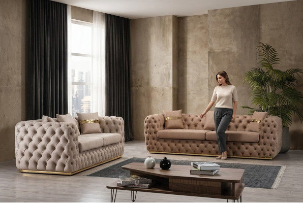 Upholstery Suite Sofa Suite 3+3 Seater Chesterfield Luxury Suite Sofas Leather