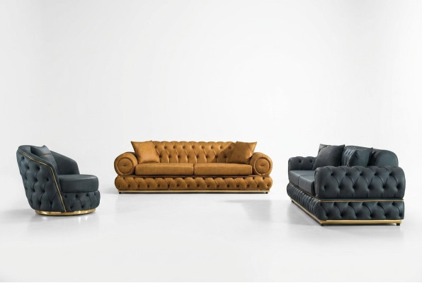 Luxury Chesterfield Sofa Suite 3+3+1 Seater Suite Sofa Armchair Sofas Leather