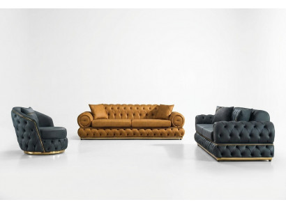 Luxury Chesterfield Sofa Suite 3+3+1 Seater Suite Sofa Armchair Sofas Leather