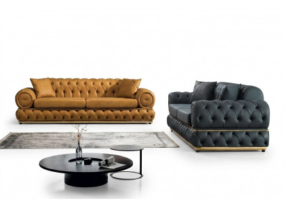 Luxury Chesterfield Sofa Set 3+3 Seater Sofa Armchair Leather 2-piece Sofas