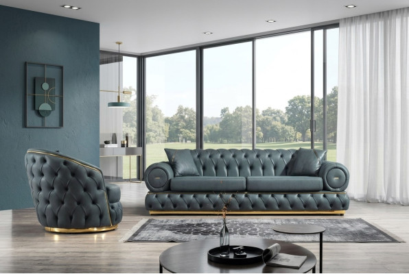 Sofa set 3+1 seater set sofa sofas leather armchair luxury chesterfield