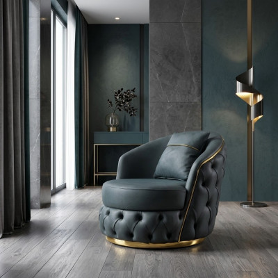 Chesterfield armchair seat baroque rococo design modern living room upholstered throne