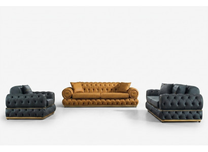 Sofa set 3+3+1 seater suite sofa armchair sofas leather luxury Chesterfield