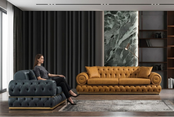 Luxury Chesterfield Sofa Set 3+1 Seat Sofa Set Armchair Sofas Upholstery