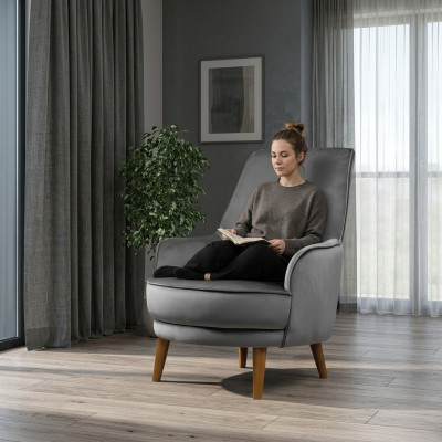 Armchair seat modern design living room upholstery single-seater relax gray style luxury