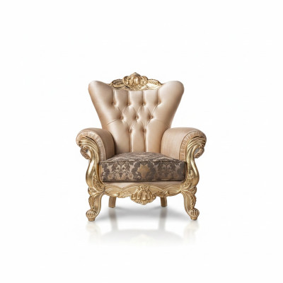 Armchair seat sitter design living room upholstery new style baroque rococo luxury beige
