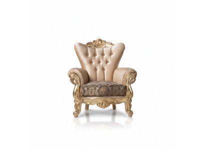 Armchair seat sitter design living room upholstery new style baroque rococo luxury beige