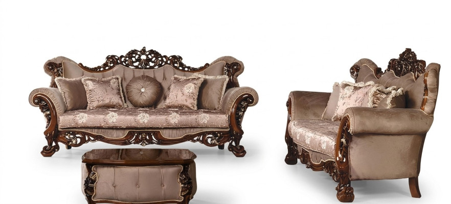 Furniture sofa set 3+3 seater sofas luxury style fabric living room baroque