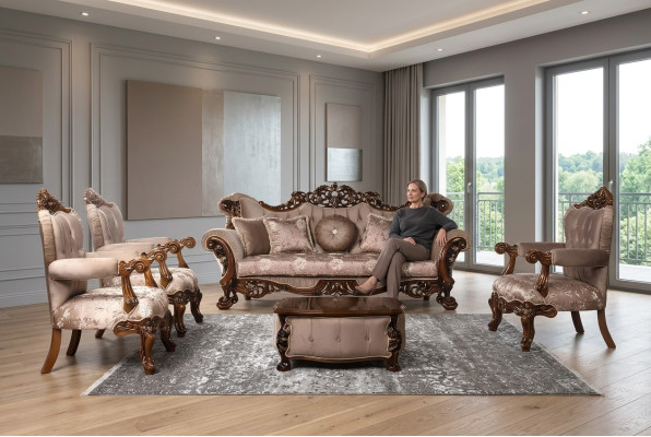 Sofa set 3+1+1 seating set armchair sofas seat fabric luxury baroque furniture