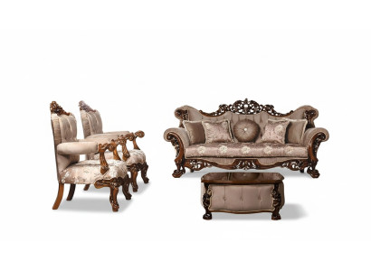 Sofa set 3+1+1 seating set armchair sofas seat fabric luxury baroque furniture