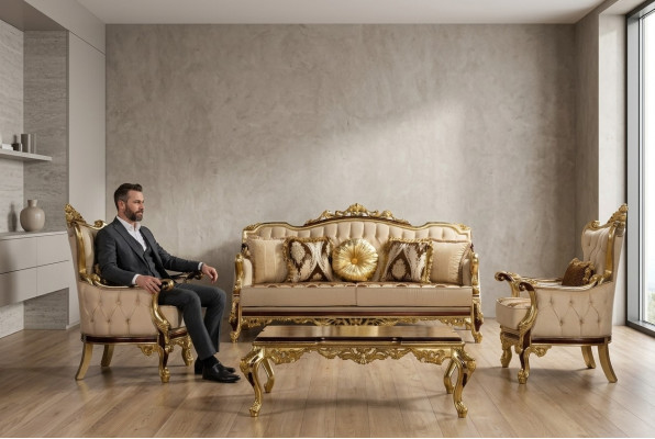 Settee Living Room Set 3+1+1 Seat Sofa Sofas Armchair Luxury Set Design Baroque Couch
