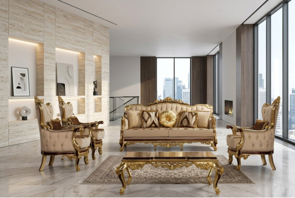 Settee Living Room Set 3+1+1 Seat Sofa Sofas Armchair Luxury Set Design Baroque Couch