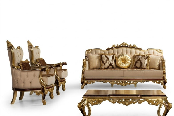 Settee Living Room Set 3+1+1 Seat Sofa Sofas Armchair Luxury Set Design Baroque Couch