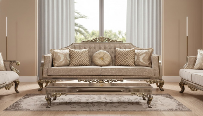 Three-seater sofa 3-seater sofa sofas fabric baroque rococo couch design living room