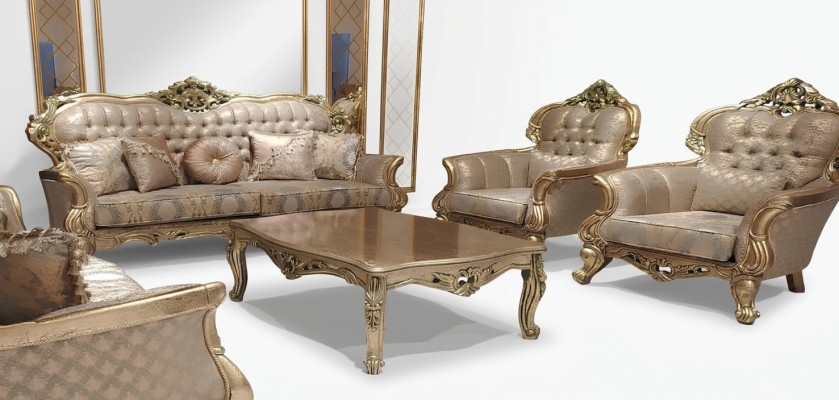Luxury Suite Sofa Set 3+1+1 Seater Sofa Fabric Sofas Classic Baroque New