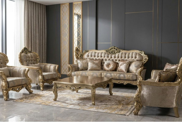 Classic three-seater sofa 3-seater sofas fabric style baroque living room seat new