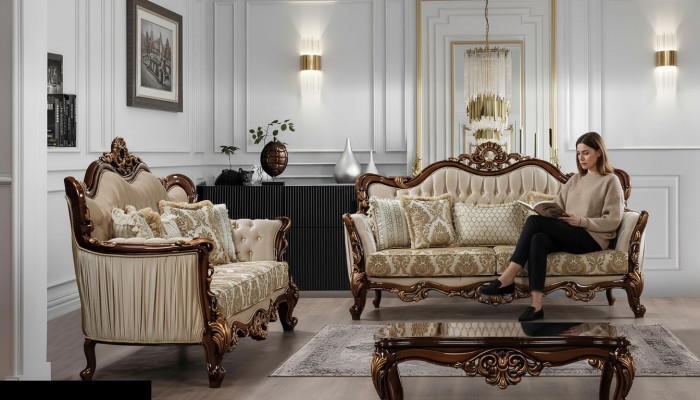 Luxury Set Sofa Set 3+3 Seater Coffee Table Sofa Couch Sofas Set Baroque